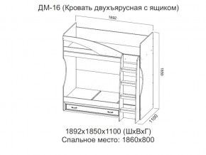 ДМ-16 Кровать двухъярусная с ящиком в Краснокамске - krasnokamsk.magazin-mebel74.ru | фото