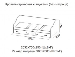 Кровать одинарная с ящиками (Без матраца 0,9*2,0) в Краснокамске - krasnokamsk.magazin-mebel74.ru | фото