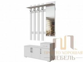 Вешалка с зеркалом 1,0 м №3 Ясень Анкор светлый в Краснокамске - krasnokamsk.magazin-mebel74.ru | фото